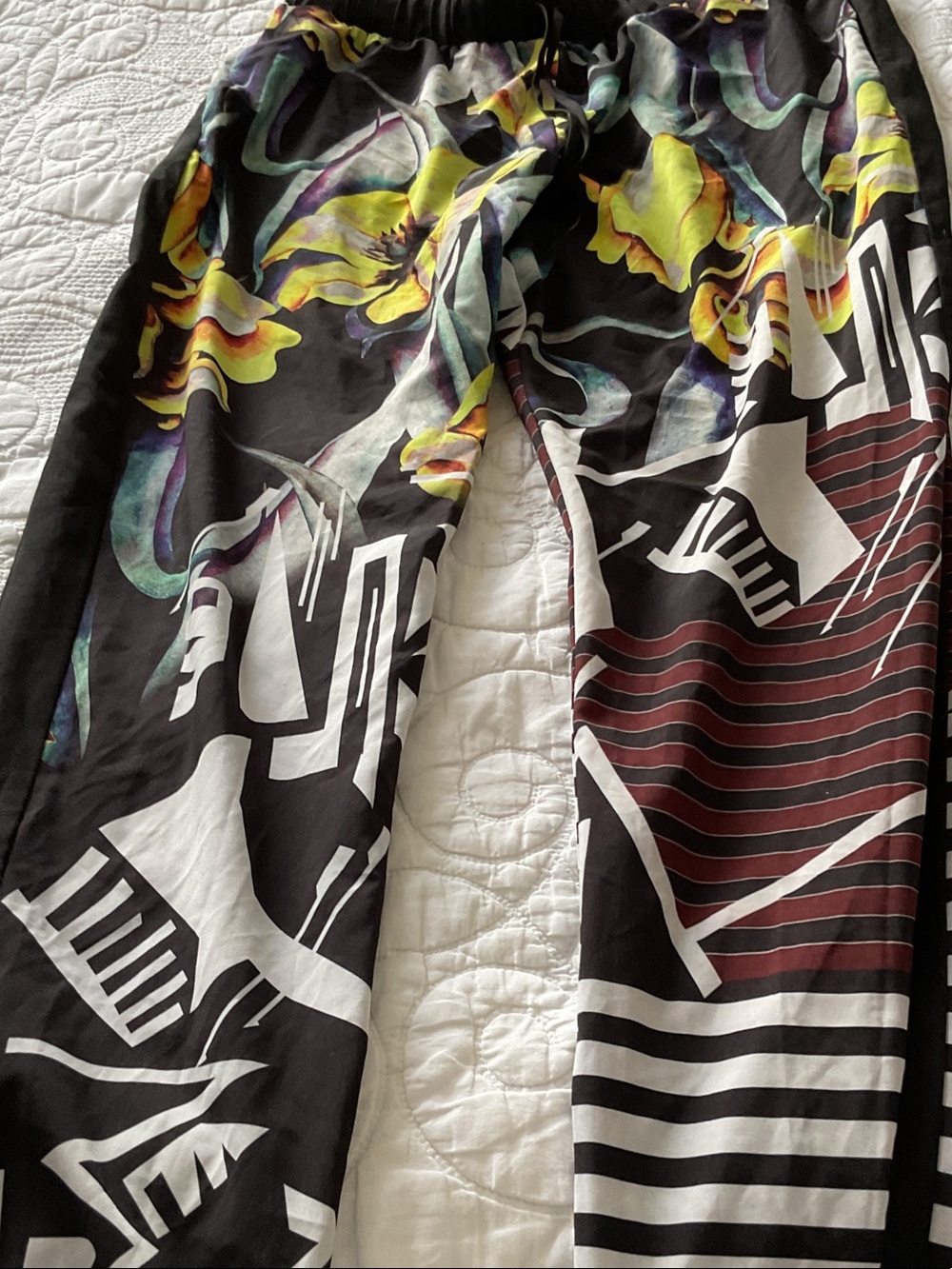 Clover Canyon Black Floral & Graphic Wide-Leg Joggers
